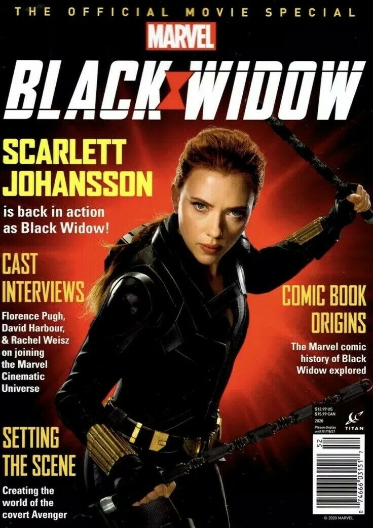 OFFICIAL MOVIE MAGAZINES magazine side cover  black widow   2021